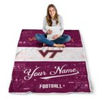 customized virginia tech hokies grunge texture maroon white blanket best selling