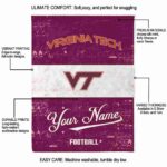 customized virginia tech hokies grunge texture maroon white blanket best selling