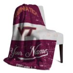 customized virginia tech hokies grunge texture maroon white blanket best selling