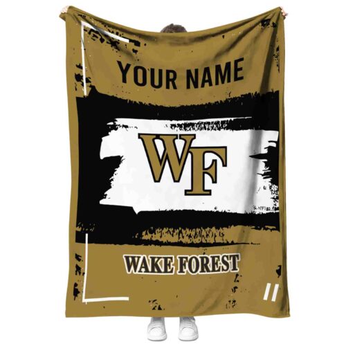 customized wake forest demon deacons paint strokes gold white blanket best selling