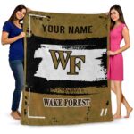 customized wake forest demon deacons paint strokes gold white blanket best selling