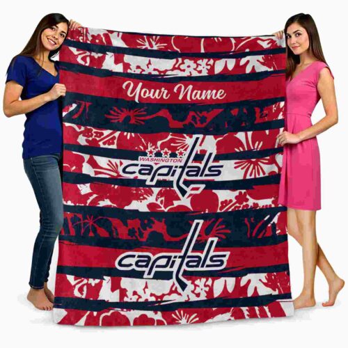 customized washington capitals floral stripes blue white blanket fashion forward