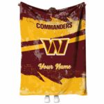 customized washington commanders grunge streaks burgundy blanket best selling