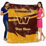customized washington commanders grunge streaks burgundy blanket best selling