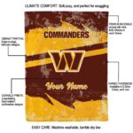 customized washington commanders grunge streaks burgundy blanket best selling