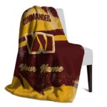 customized washington commanders grunge streaks burgundy blanket best selling