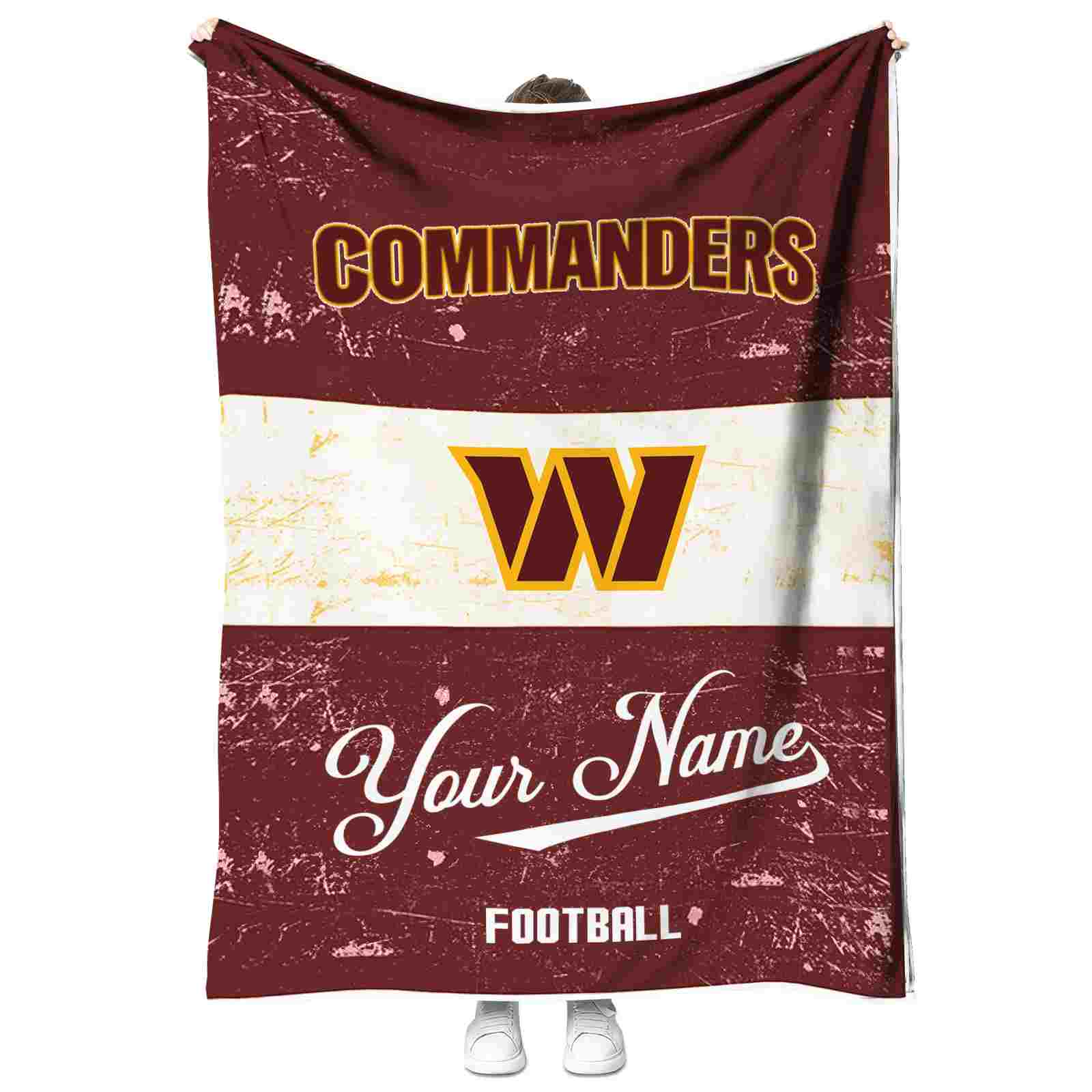 customized washington commanders grunge texture burgundy white blanket best selling customized washington commanders grunge texture burgundy white blanket best selling