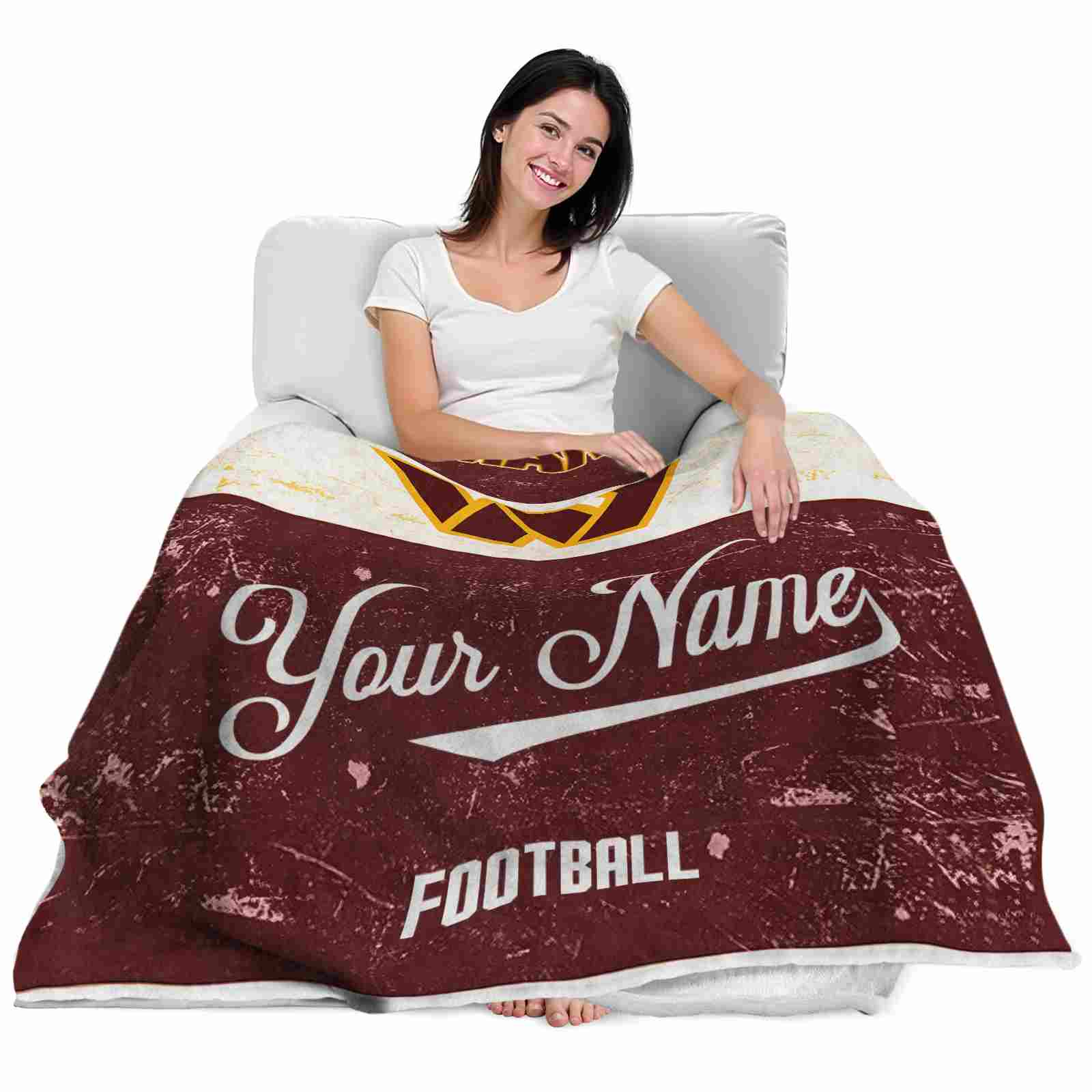 customized washington commanders grunge texture burgundy white blanket latest model customized washington commanders grunge texture burgundy white blanket latest model