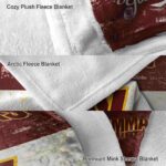 customized washington commanders grunge texture burgundy white blanket best selling