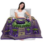 customized washington huskies baby yoda purple blanket best selling