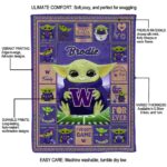 customized washington huskies baby yoda purple blanket best selling