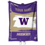 customized washington huskies paint strokes purple white blanket best selling