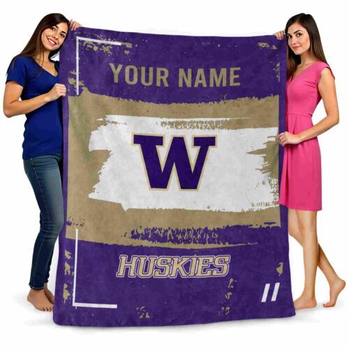 customized washington huskies paint strokes purple white blanket fashion forward