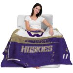 customized washington huskies paint strokes purple white blanket best selling