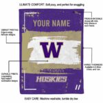 customized washington huskies paint strokes purple white blanket best selling