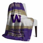 customized washington huskies paint strokes purple white blanket best selling