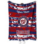 customized washington nationals floral stripes red white blanket best selling