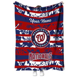 customized washington nationals floral stripes red white blanket best selling