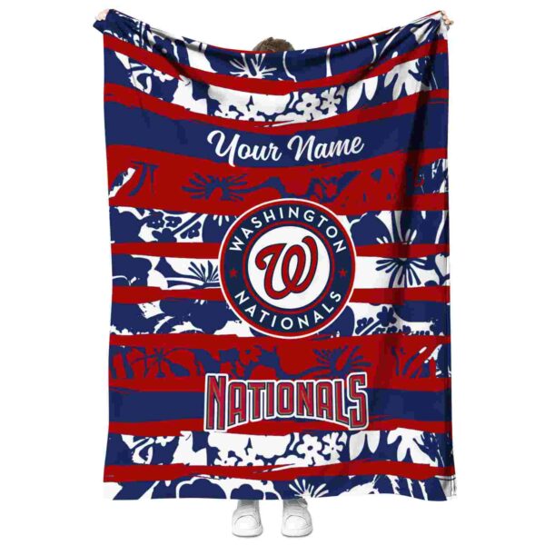 customized washington nationals floral stripes red white blanket best selling
