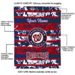 customized washington nationals floral stripes red white blanket new arrival
