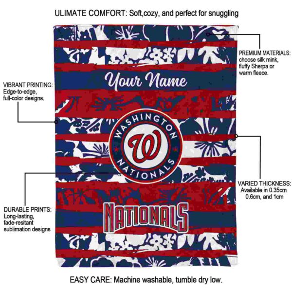 customized washington nationals floral stripes red white blanket new arrival