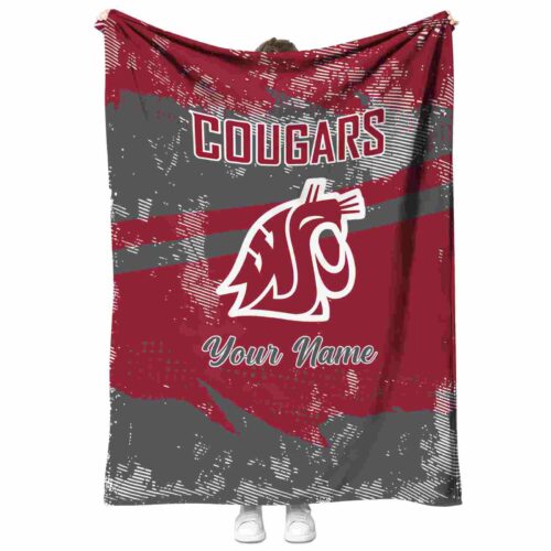 customized washington state cougars grunge streaks crimson blanket best selling
