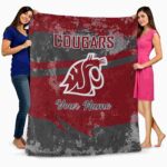 customized washington state cougars grunge streaks crimson blanket best selling