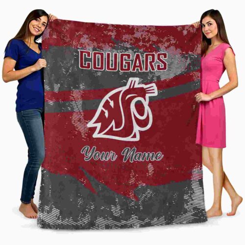 customized washington state cougars grunge streaks crimson blanket fashion forward