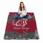 customized washington state cougars grunge streaks crimson blanket best selling