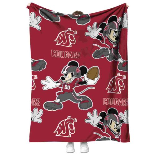 customized washington state cougars mickey crimson blanket best selling
