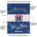customized washington wizards grunge texture blue white blanket best selling