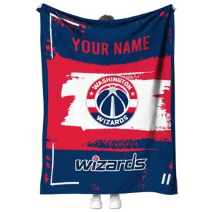 customized washington wizards paint strokes blue white blanket best selling