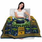 customized west virginia mountaineers baby yoda blue blanket best selling