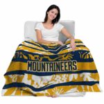 customized west virginia mountaineers floral stripes blue white blanket latest model