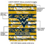 customized west virginia mountaineers floral stripes blue white blanket new arrival