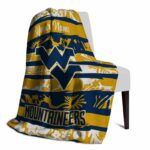 customized west virginia mountaineers floral stripes blue white blanket top rated