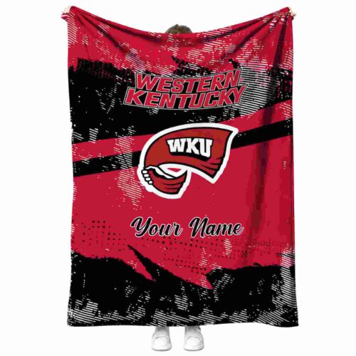 customized western kentucky hilltoppers grunge streaks red blanket best selling