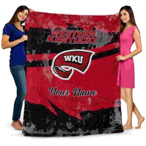 customized western kentucky hilltoppers grunge streaks red blanket fashion forward