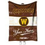customized western michigan broncos grunge texture brown white blanket best selling
