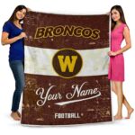 customized western michigan broncos grunge texture brown white blanket best selling