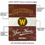 customized western michigan broncos grunge texture brown white blanket best selling