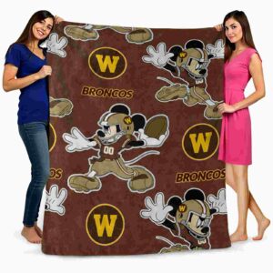 customized western michigan broncos mickey brown blanket fashion forward