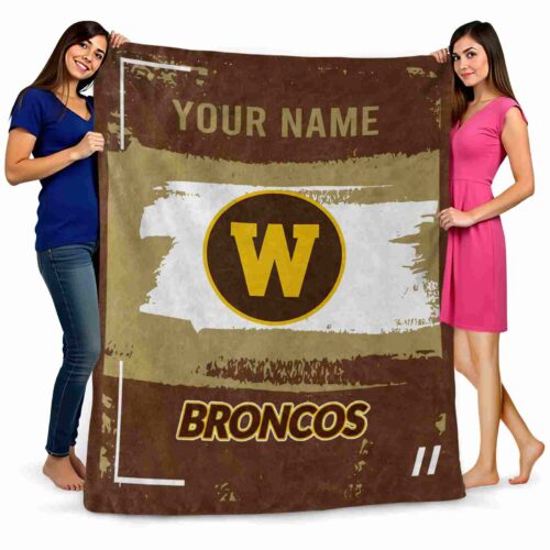 customized western michigan broncos paint strokes brown white blanket fashion forward