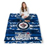 customized winnipeg jets floral stripes blue white blanket best selling