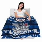 customized winnipeg jets floral stripes blue white blanket best selling
