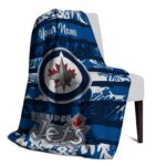 customized winnipeg jets floral stripes blue white blanket best selling