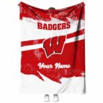 customized wisconsin badgers grunge streaks red blanket best selling