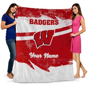 customized wisconsin badgers grunge streaks red blanket fashion forward