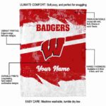 customized wisconsin badgers grunge streaks red blanket best selling