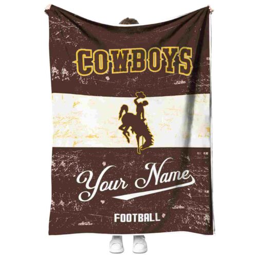 customized wyoming cowboys grunge texture brown white blanket best selling